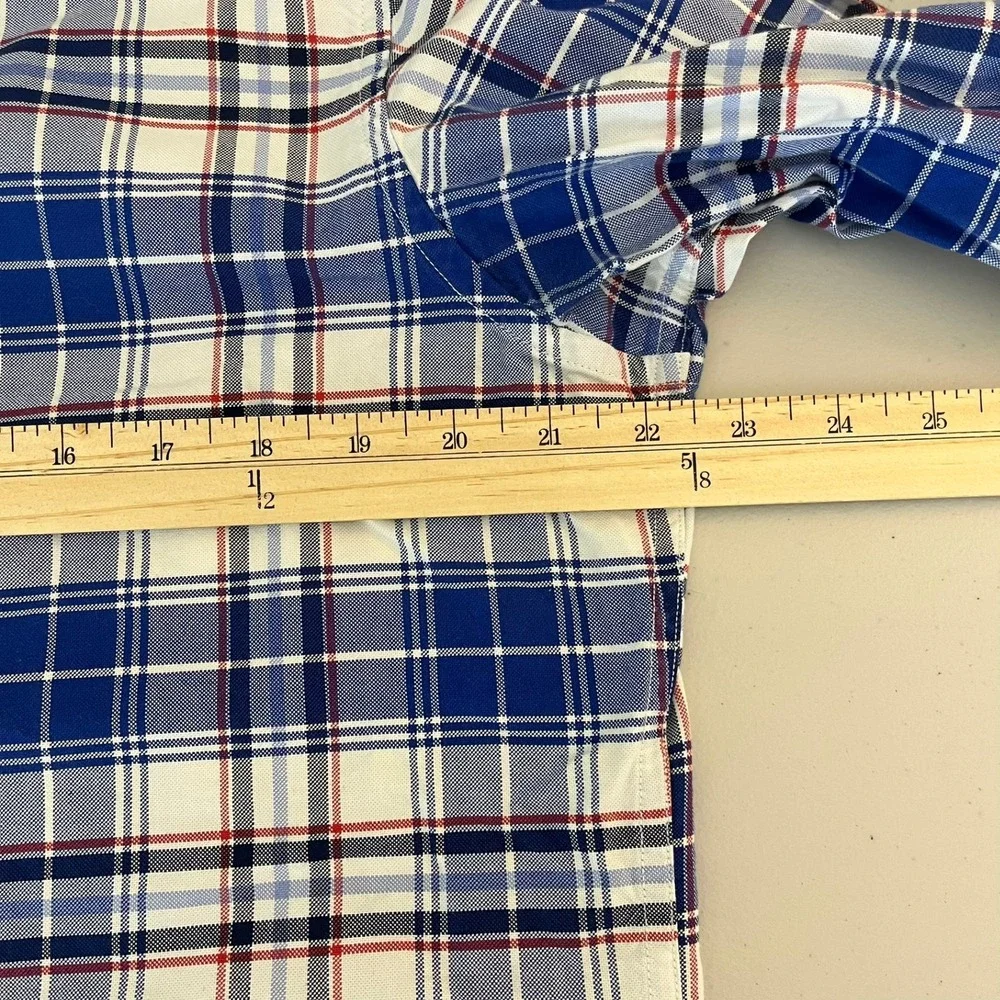 Banana Republic Mens Oxford Shirt Slim Fit Blue White Plaid Size M